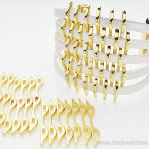 Basket Weave Components for 5MM Flat Leather - Gold - Flat Leather Findings