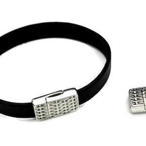 10MM Lattice Textured Clasp - Antique Silver  - Best Quality - (Qty. 1) - Magnetic Clasp for Making Bracelets