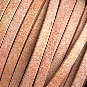 5MM Flat Leather - High Quality ITALIAN Leather - 1M/39.4&quot; - Vintage Peach