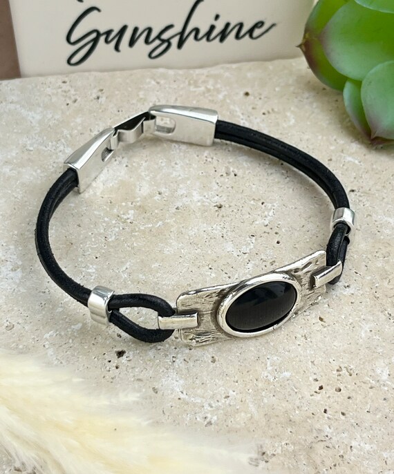 Austrian Crystal Connector - 10MM Flat Leather Cord Finding