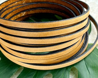 Pelle piatta da 5 mm - Cordoncino in pelle vintage - 1 anno/36" - Cognac vintage