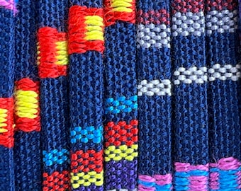 5MM Pacific Blue Multi Flat Cotton Cord - 1M/39.4" - Blue Ethnic Cord - Friendship Bracelet Cord