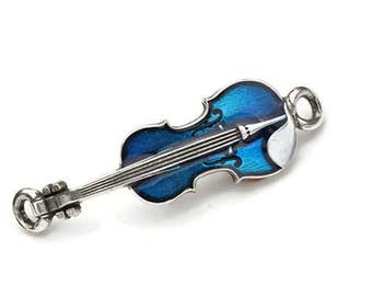 Blue Enamel Violin Connector - High Quality Metal Casting - Qty. 1