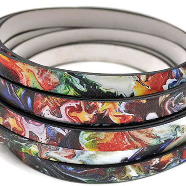10MM Starry Night Inspired Flat Leather Cord - High Quality Leather - Made in EU - 2ft/24"
