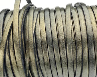 5 MM Piatto Boho Bronzo Antico Pelle - Cordoncino in Pelle di Alta Qualità - Made in Eu