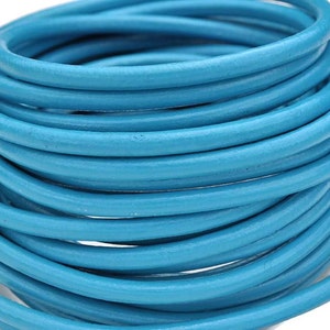 4MM Round Leather Cord - Blue Moon -   1YD/36&quot; - Leather Cord for Making Jewelry - Bracelet Leather