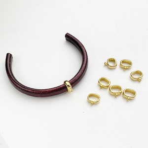 Top-side Pendant Holder -  Gold - for Licorice Leather  - 10mm x 6mm Leather  - (Qty. 10)