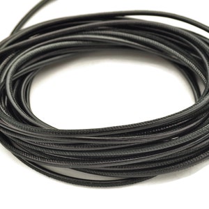 4MM Round Stitched Leather -   Black - 2ft/24&quot; - Premium Leather Cord
