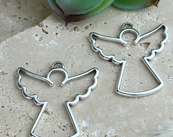 Hermoso colgante de ángel - Colgante con dije de joyería DIY para hacer joyas - Pendientes de ángel guardián navideño - Cantidad: 2