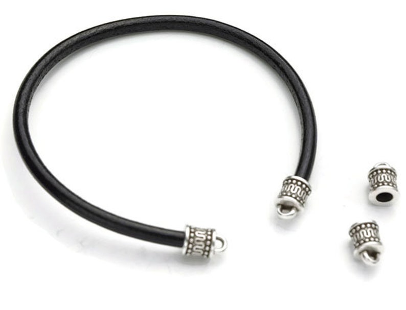 Silver Plated Qty Made in EU High Quality Metal Casting Wavy End Caps for 4MM Round Cords 4