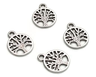 Tree of Life Charm - Antique Silver - Charms - Earring Findings - Silver Tree of Life - Qty. 4