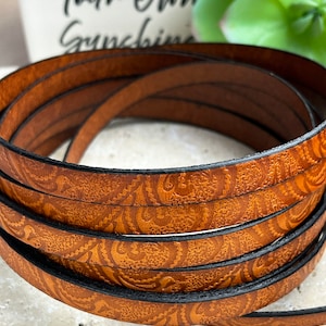 10MM Embossed Leather Cord - Deep Cognac - High Quality Leather Cord Made in EU - Bracelet Making Leather