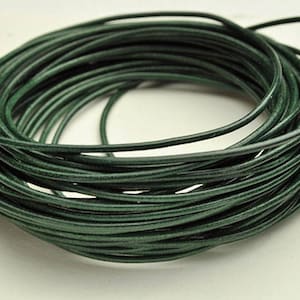 2MM Round Forrest Green Leather Cord - Top Quality - 2yards/6ft