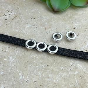 10MM Boho Kreis Schieber - Zamak Schieber zur Herstellung von Armbändern - Sterlingsilber überzogen - Qty. 3
