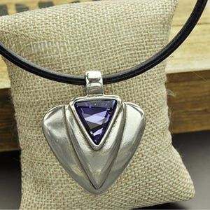 Stunning Layer SWAROVSKI Crystal Pendant - Tanzanite Crystal - Silver - High Quality Metal Casting - Qty. 1