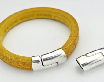 Licorice Leather Curved Magnetic Overlap Side Clasp - Antique Silver -  Magnetic Clasp - For 10x6MM Cord - Qty.1