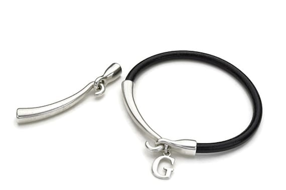 2pc Curved Hook Clasp for 5MM Round Cord - Silver Zamak Findings