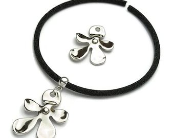 Suministros de joyería colgante de flores - Colgante Boho de flores - Flor Boho de plata - Colgante para hacer collares - Amuletos y colgantes