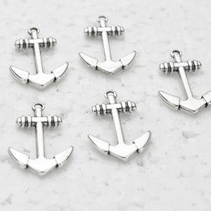 Anchor Pendants/Charms - Antique Silver - Sterling Silver Plated Charms - Top Quality Metal Casting - Zamak