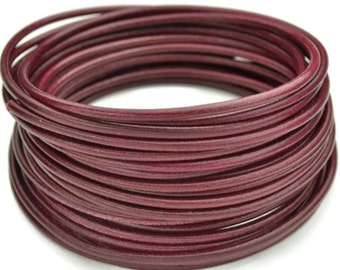 3MM Round Leather Cord - Berry/Garnet  -   1M/39.4"