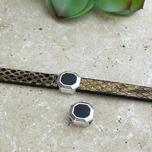 10MM Achteck-Emaille-Schieber - Zamak-Schieber für die Herstellung von Armbändern - Sterlingsilber überzogen