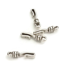 Hook Clasp with Eye - Antique Silver - Zamak- Hole 2.5MM - QTY. 10
