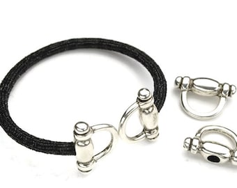 Stirrup INSPIRED End Caps for 5MM Round - Cord Endings -  Qty.5 - Polished Silver End Caps for 5MM Cord - Jewelry Findings