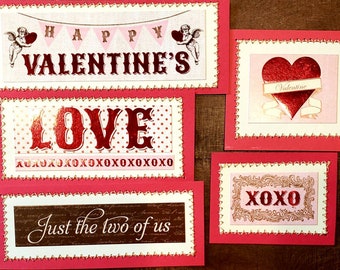 Smile CSC Premade Scrapbook PageCard Making SEWN Tags Set of 2