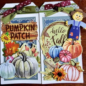 Voorgemaakte plakboekpagina's/kaarten maken GENAAIDE tags (set van 2): Hello Fall CSC