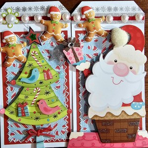 Voorgemaakte plakboekpagina's/kaarten maken GENAAIDE tags (set van 2): The Night Before Christmas CSC