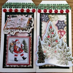 Página de Scrapbook pré-fabricada/Etiquetas SEWN para fazer cartões (conjunto de 2): Snowy Christmas CSC