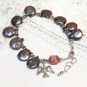 Handcrafted One-of-a-Kind Catholic Holy Spirit Rosary Bracelet, Sterling, Keshi Pearl, Antique Bead, Sterling, Swarovski