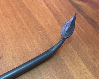 Hand-forged steel paper towel holder, under-cabinet mount, leaf accent