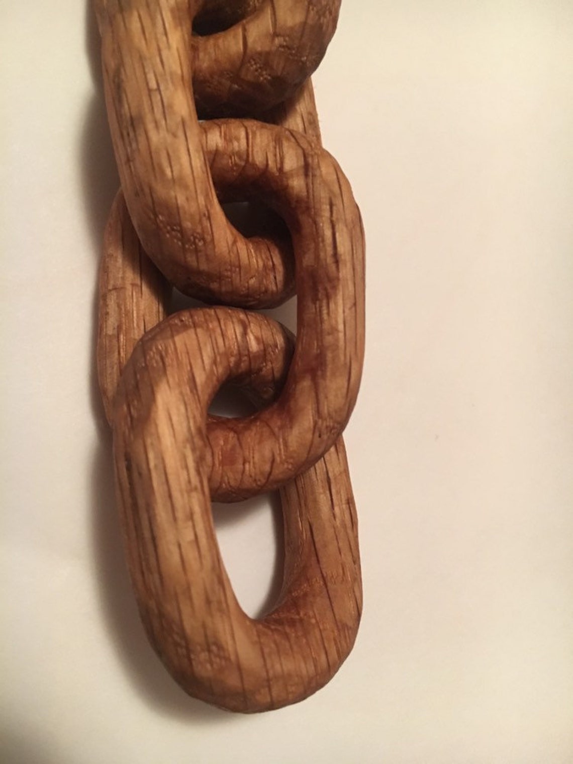 Hand Carved Hand Whittled Hardwood Oak Five Wooden Chain Etsy