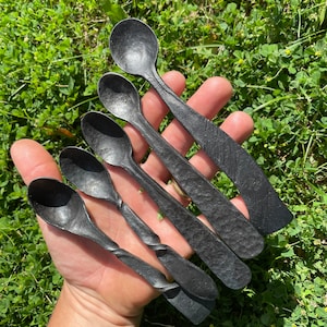 Hand forged steel spoons