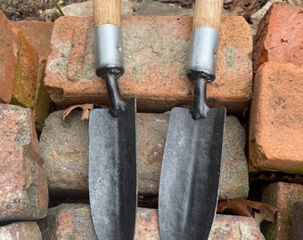 Hand-crafted garden trowel, landscaping and gardening, heavy duty hand-made tool.