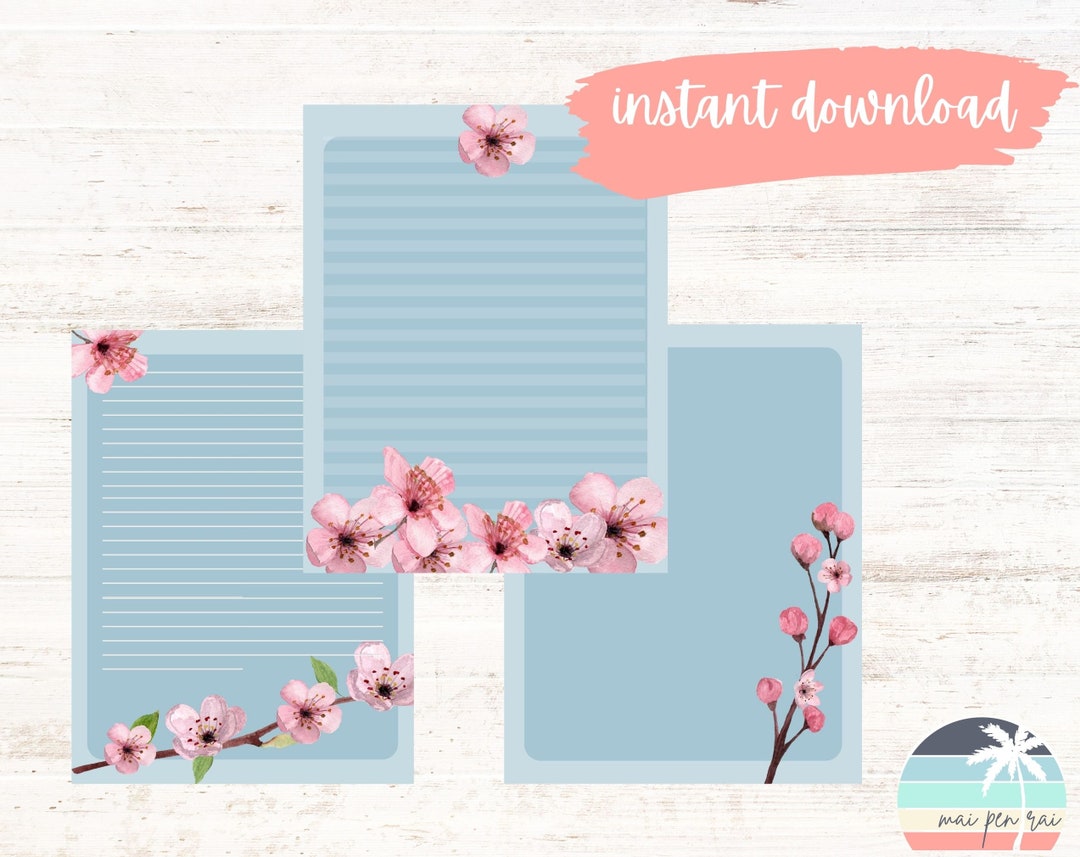 Printable Stationery Set US Letter Size PDF, Instant Download ...
