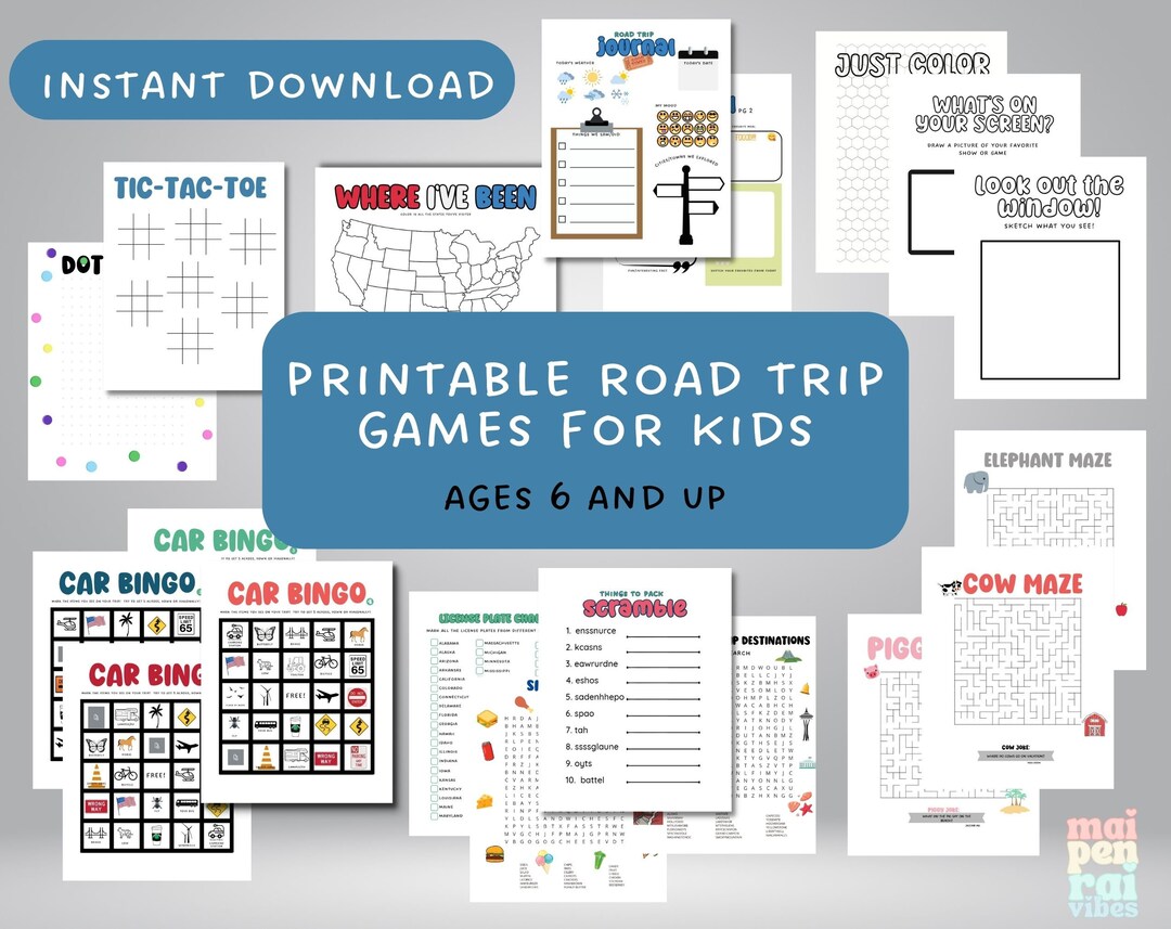 Printable Road Trip Games and Activities for Kids Family Road Trip