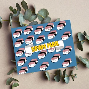 funny spam musubi note card| food puns | funny friendship card | hawaiian food| foodie | asian food | food puns