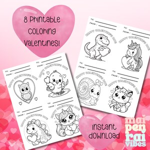Cartões de colorir de dia dos namorados | 8 cartões de dia dos namorados para crianças | Troca de dia dos namorados em sala de aula | Pronto para imprimir