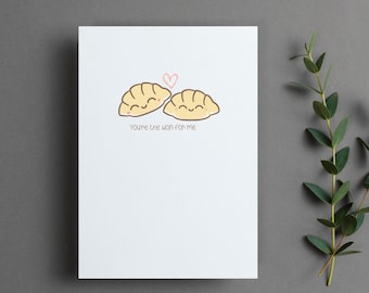 You're the WON for me | asian food funny pun greeting card | valentines day | card for foodie | anniversary | birthday | wedding card