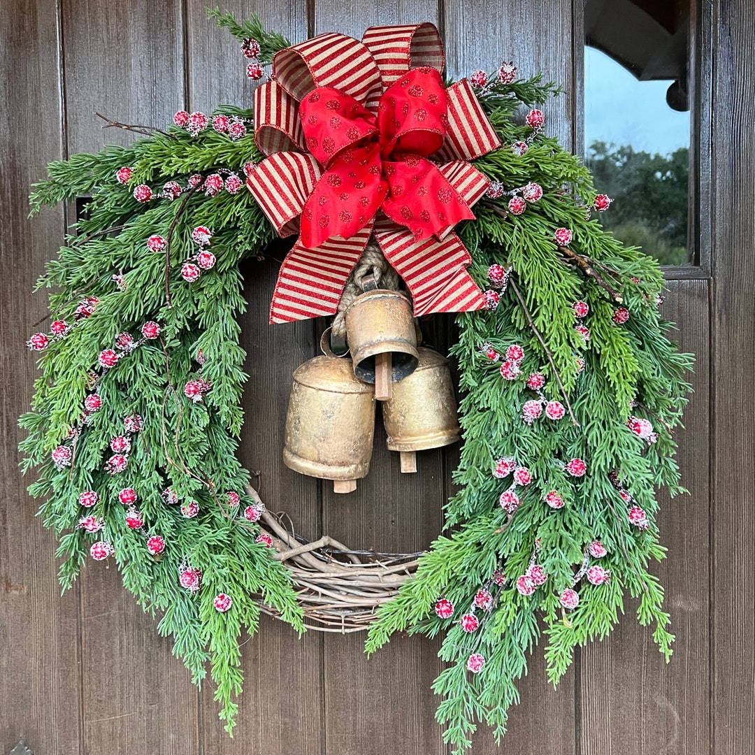 Traditional Red and Green Front Door Wreath, Christmas Decor for ...