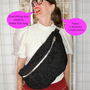 EINFACHES NÄHANSATZ zum selber basteln. Stoff, Gurtband, Reißverschluss und Clips. Schnitt und Anleitung. Englisch/Französisch.