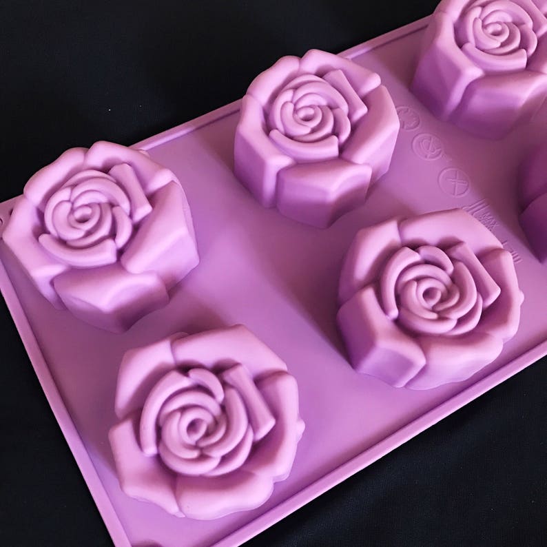6 Rose Cavity Type 2 Rose Silicone Silicon Soap Molds Candle Making Molds Chocolate Jelly