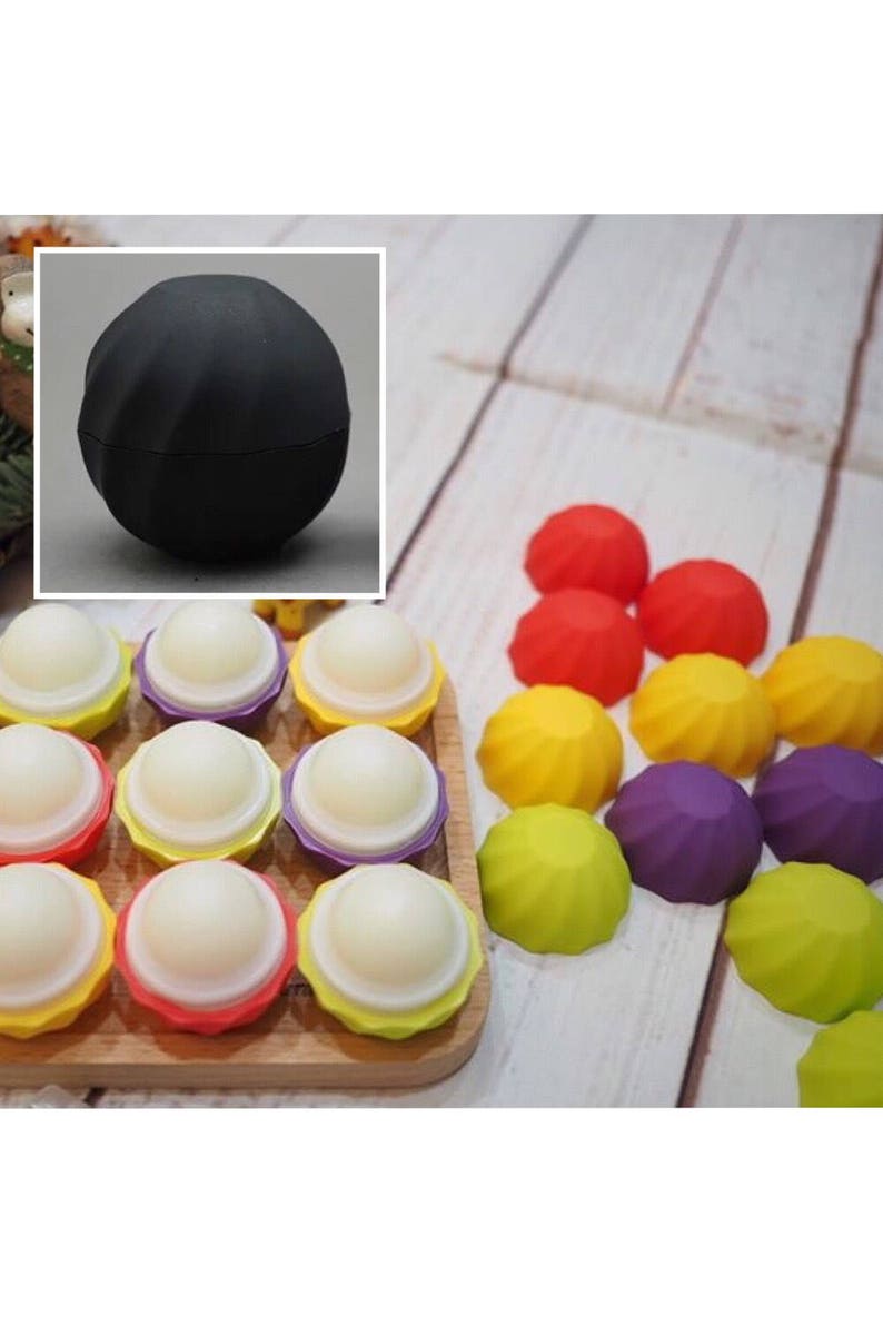 5pcs Black Diy Sphere Lip Balm Containers Cosmetic Ball Lip Etsy