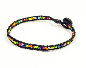Glass Beads Bracelet - Multicolor Piece From Past