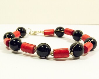 Red and Black Wired Bracelet - Black Mamba Bracelet