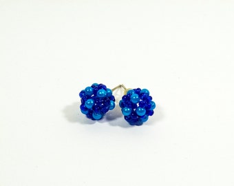 Handmade Blue Bead Ear Stud Earrings - Winter Is Coming