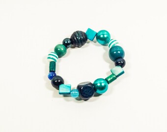Blue Random Size Geometric Beads Bracelet - Ocean Blue Freshness