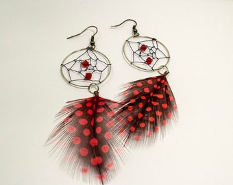 Dreamcatcher Feather and Beads Earrings - Funky Feather Clouds